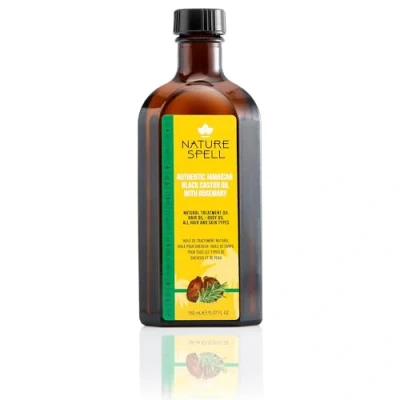 Image of Nature Spell Authentic Jamaican Black Castor Oil with Rosemary for Hair &amp; Body 150 ml Natural Growth Strengthen Roots Treat Dry and Damaged