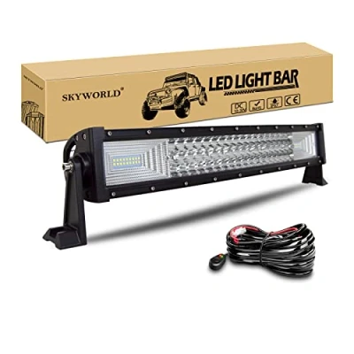 Image of SKYWORLD 22 inch 270W Curved Led Light Bar, Spot Flood Combo Beam Bar Lights Driving Offroad Work Lamp Fog Lightbars with 12V Wiring Harness kit for Trucks SUV 4WD ATV UTV 4x4 Boat
