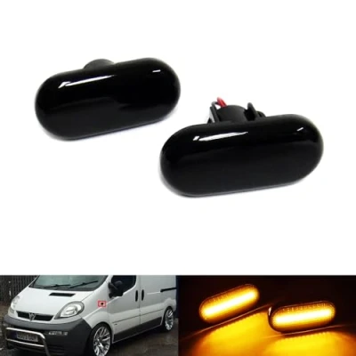 Image of RZG 2x Black Smoked Lens Side Indicator Amber LED Marker Repeater Light For Vivaro Movano A Primastar Interstar Duster Dokker