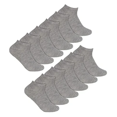 Image of 12 Pair Multipack Ladies Bamboo Trainer Socks Breathable Lightweight Cushioned Low Cut (4 8, Grey)