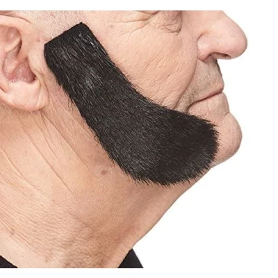 Image of Mustaches Self Adhesive, Novelty, Fake Mutton Chops Sideburns, Black Lustrous Color