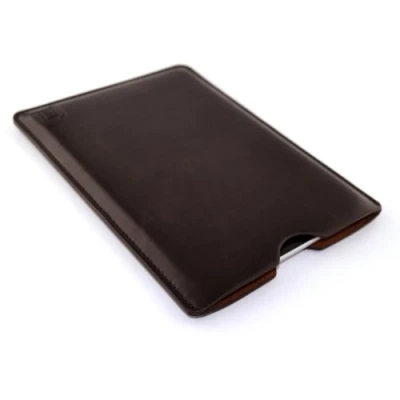 Image of Synthetic Leather iPad Mini Sleeve for 4, 3, 2, &amp; 1 and Acer Iconia A1 830 by Dockem: Slim, Simple, Professional Executive Tablet Case Soft Felt Lined Dark Brown Basic Protective Pouch Cover