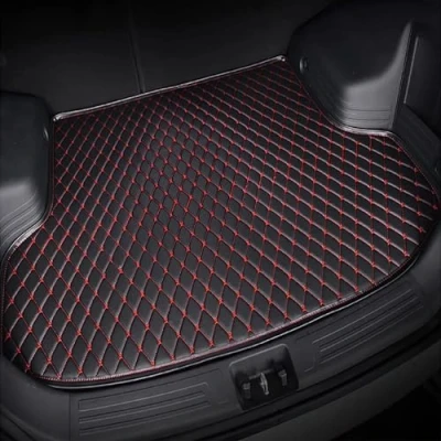 Image of Leather Car Boot Mat for KIA NIRO 2017 2022 2023 2024 Hybrid, Waterproof Anti Scratch Non Slip Trunk Pad, Cargo Tray Protector Liners Accessories,Black Red