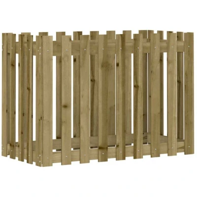 Image of vidaXL Garden Raised Bed with Fence Design 100x50x70 cm Impregnated Wood Pine
