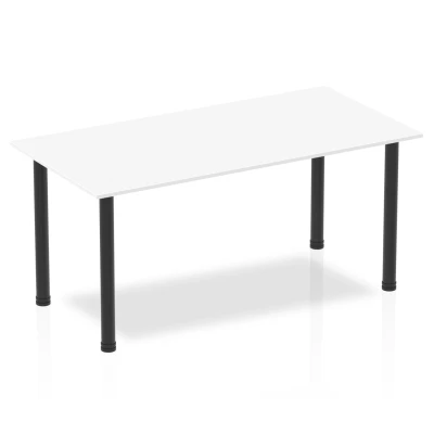 Image of Impulse 1600mm Straight Table White Top Black Post Leg