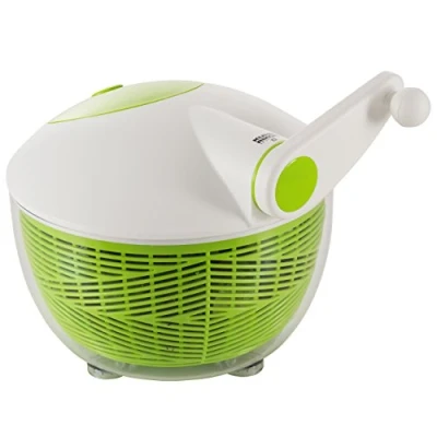 Image of Kuhn Rikon Salad Spinner with Side Handle and Instant Stop Button, Green, 26 cm