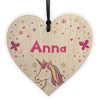 Image of RED OCEAN Novelty Unicorn Gift For Sister Daughter Birthday Christmas Plaque Wooden Heart Keepsake
