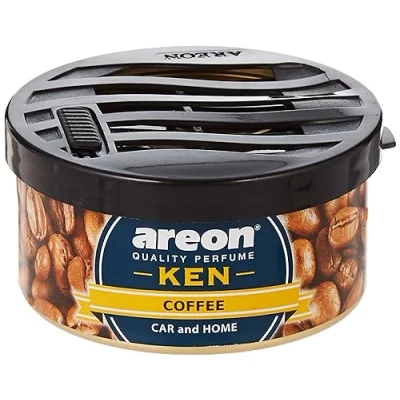 Image of AREON Ken Car Air Freshener Coffee Home Room Tin Can Mini Top Up Long Lasting Adjustable Vented Lid 3D Pack of 1