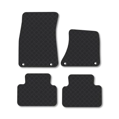 Image of Rubber Car Mats Compatible with Porsche Macan (2016 ) Tailored Fit Floor Set Accessory Black Custom 4 Pieces Clips Anti Slip Backing, Heavy Duty &amp; Waterproof