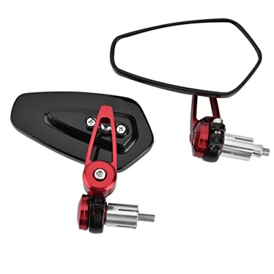 Image of Motorcycle Rearview Mirror, 1 Pair Universal 7/8 Inch 22mm Mirrors 360 Wide Angle Adjustable Motorbike Bar End for (red)