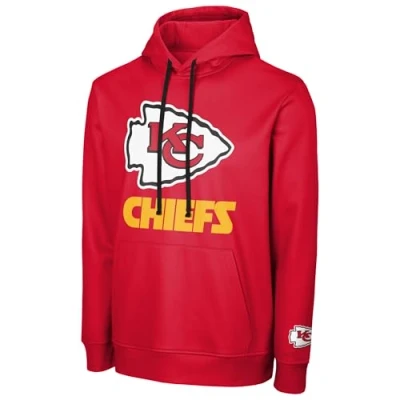 Image of FOCO NFL Men&#039;s Official Sideline Primary Logo Performance Pullover Hoodie Sweatshirt, Kansas City Chiefs Red, L