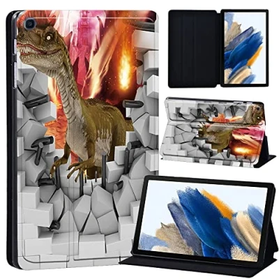 Image of Printed Case for Samsung Galaxy Tab A8 10.5 Inch 2022 (SM X200/X205/X207), Slim Lightweight Protective Hard Cover Trifold Stand with Auto Sleep/Wake (3D art dinosaur)