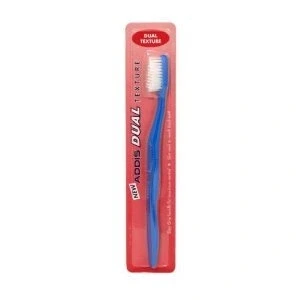 Image of Addis Toothbrush Dual Texture to Remove Plague &amp; Stimulate The Gums Colours Vary (Pack of 4)