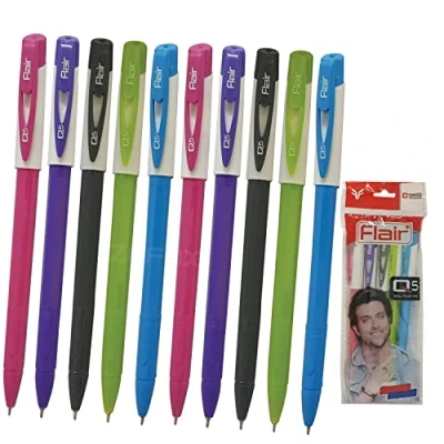 Image of Flair Q5 Hexa 10 x 0.7mm BLUE Ballpoint Pens Smooth Writing Office School Home