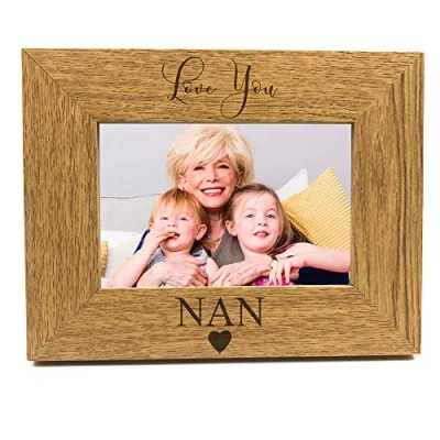 Image of ukgiftstoreonline Love You Nan Engraved Wooden finish Photo Frame (5 x 7 Inch)