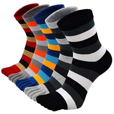 Image of Toe Socks Mens Five Finger Cotton Sports Running Socks, Athlete Crew with for Men, 6 10, 5 Pairs