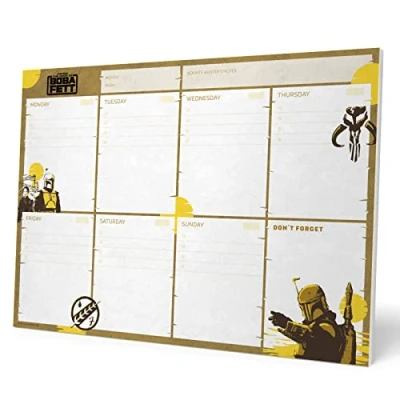 Image of Grupo Erik The Book Of Boba Fett Weekly Planner A4 Star Wars Calendar Family 54 Tear Off Pages Desk Organiser Gifts Merchandise