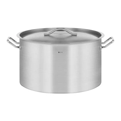 Image of Royal Catering Induction Pot Stockpot with Lid RCST 58E3 S (59 L, Stainless Steel, Pouring Rim, for Induction, Gas and Electric Other Cooking Plates)