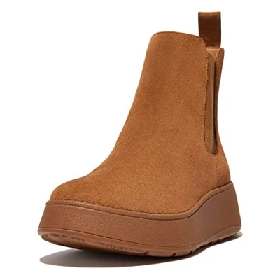 Image of Fitflop Womenss Fit Flop F Mode Suede Flatform Chelsea Boots in Tan Size UK 5