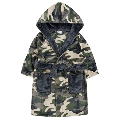 Image of Undercover Kids Camo Dressing Gown 18C639 Khaki Green 4 5 Years