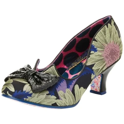 Image of Irregular Choice Dazzle Razzle Fabric/PU Black Multi Bow 38