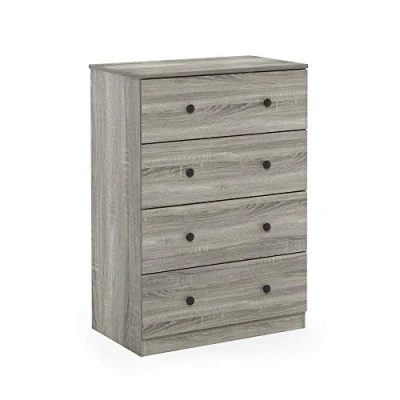 Image of Furinno 4 Drawer Dresser, French Oak Grey