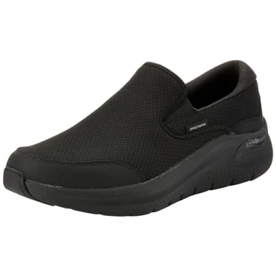 Image of Skechers Men&#039;s Arch FIT 2.0 Vallo Slip On, Black Mesh/Leather, 6 UK
