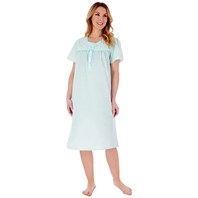 Image of Slenderella ND55201 Women&#039;s Mint Embroidered Nightdress 24/26