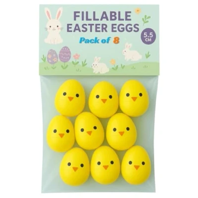 Image of Guilty Gadgets Pack of 8 Plastic Chick Empty Easter Eggs Filler Surprise Fill &amp; Egg Hunt Game