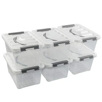 Image of Gloreen 5L Clear Latch Storage Boxes, Plastic Box with Lid, 6 Packs