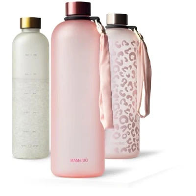 Image of MAMEIDO 1.5l water Bottle Motivational Time Markings, BPA free, Leak Proof, Tritan Co Polyester Plastic, 1.5 litre bottle, Sports (Flamingo Pink, 1500ml)