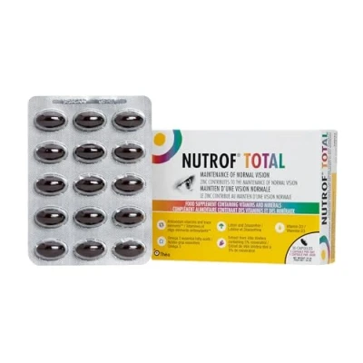 Image of Nutrof Total Capsules Eye Health Supplement with Lutein, Zeaxanthin, Omega 3, and Antioxidants Essential Nutrients for Optimal Pack of 30 (1 Capsule per Day 1 Month Supply)