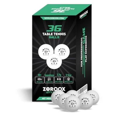 Image of ZOROOOX High Performance 3 Star Table Tennis Balls Pack of 9, 18, 36 or 72 Orange White 40+ ABS Competition Grade Ping Pong (Pack Balls, White)