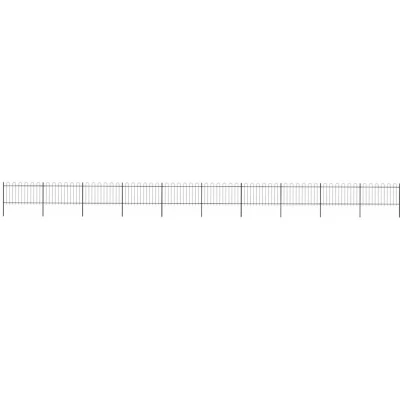 Image of vidaXL Garden Fence with Hoop Top Steel 1781.5x100 cm Black