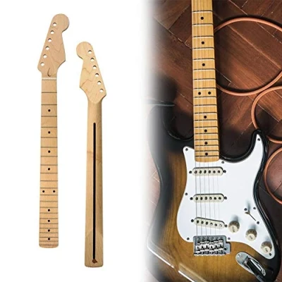 Image of wisedwell Guitar Neck Electric 22 Frets Fingerboard Replacement Maple for Strat ST Repair Parts