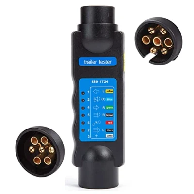 Image of SPARKMOTO 7 Pin Trailer Light Tester, 12V Plug Socket Tester Wiring Circuit Pin,Trailer Caravan Testing Tool,Trailer Diagnostic with LED display