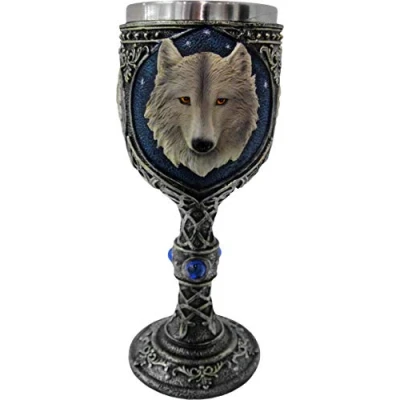 Image of Nemesis Now Lone Wolf Goblet 19.5cm, Blue, 1 Count (Pack of 1)