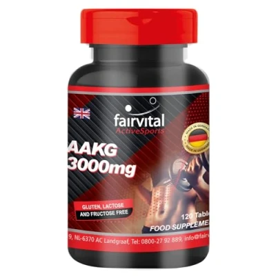 Image of Fairvital AAKG 1000mg, L arginine Alpha ketoglutarate, Vegan, Without Magnesium Stearate, 120 Tablets