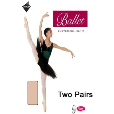 Image of 2 Pairs Silky Adult Womens Convertible Dance Ballet Tights Black Medium