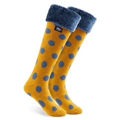 Image of CityComfort Slipper Socks for Women Non Slip Long Fluffy (Yellow Dots)