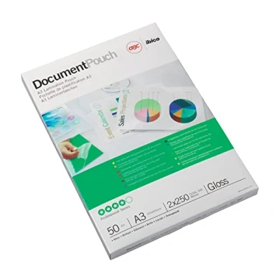 Image of GBC A2 2x125 Micron Gloss Laminating Pouches, Pack of 100, 3745099