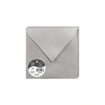 Image of Clairefontaine Ref 50073C Pollen Iridescent Envelopes (Pack of 25) 165 x 165mm in Size, 120gsm Paper, Suitable for Use with Inkjet or Laser Printers Silver