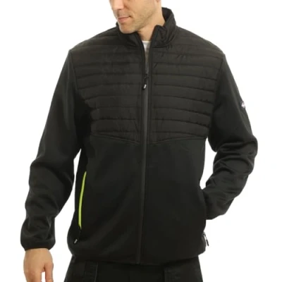 Image of Lee Cooper Workwear LCJKT460 Mens Padded Fleece Full Zip Work Jacket, Black/Black, XL