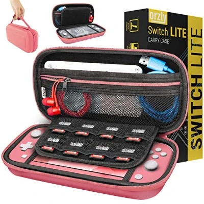 Image of Carry Case for Nintendo Switch Lite (2019 Model) Protective Hard shell Portable Travel with storage Accessories &amp; Game Cartridges (Coral)