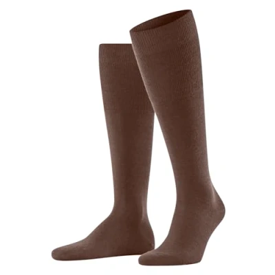 Image of FALKE Men&#039;s Airport M KH Wool Cotton Long Plain 1 Pair Knee High Socks, Brown (Cinnamon 5186), 10 11