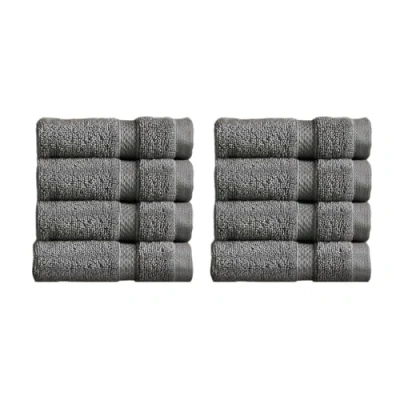 Image of Christy Chroma Face Cloths Set Pack of 8 Soft Velvety Smooth Bathroom Flannels Bold and Bright Body Wash 100% Cotton Ash Grey