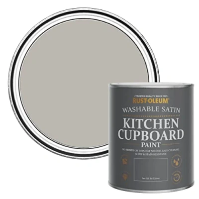 Image of Rust Oleum Dark Grey Scrubbable Kitchen Cupboard Paint in Satin Finish Gorthleck 750ml