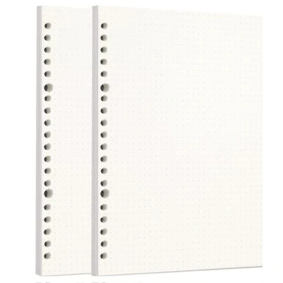 Image of Zelten Loose Leaf Punched Paper Refills for Personal Organizer Diary Notebook Refillable Planner (Dotted, A5/20 Hole)