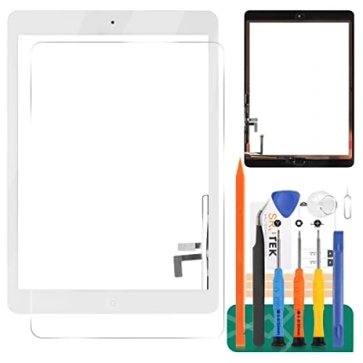 Image of For iPad Air 1 1st Generation Touch Screen Digitizer Glass Replacement,For 5 A1474 A1475 A1476 Display Panel Repair Parts Kit,with Tempered Glass+Tools(Not LCD, With Home Button) (White)
