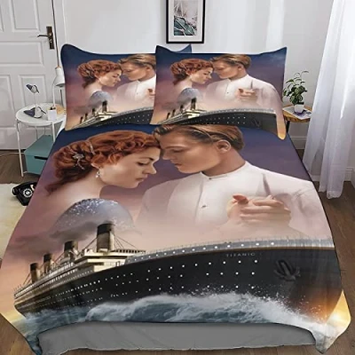 Image of BYTUGI 3D Printed Duvet Cover Titanic Bedding Set for Children Youth,Bedding with Pillowcases,Microfiber Quilt Double（200x200cm）